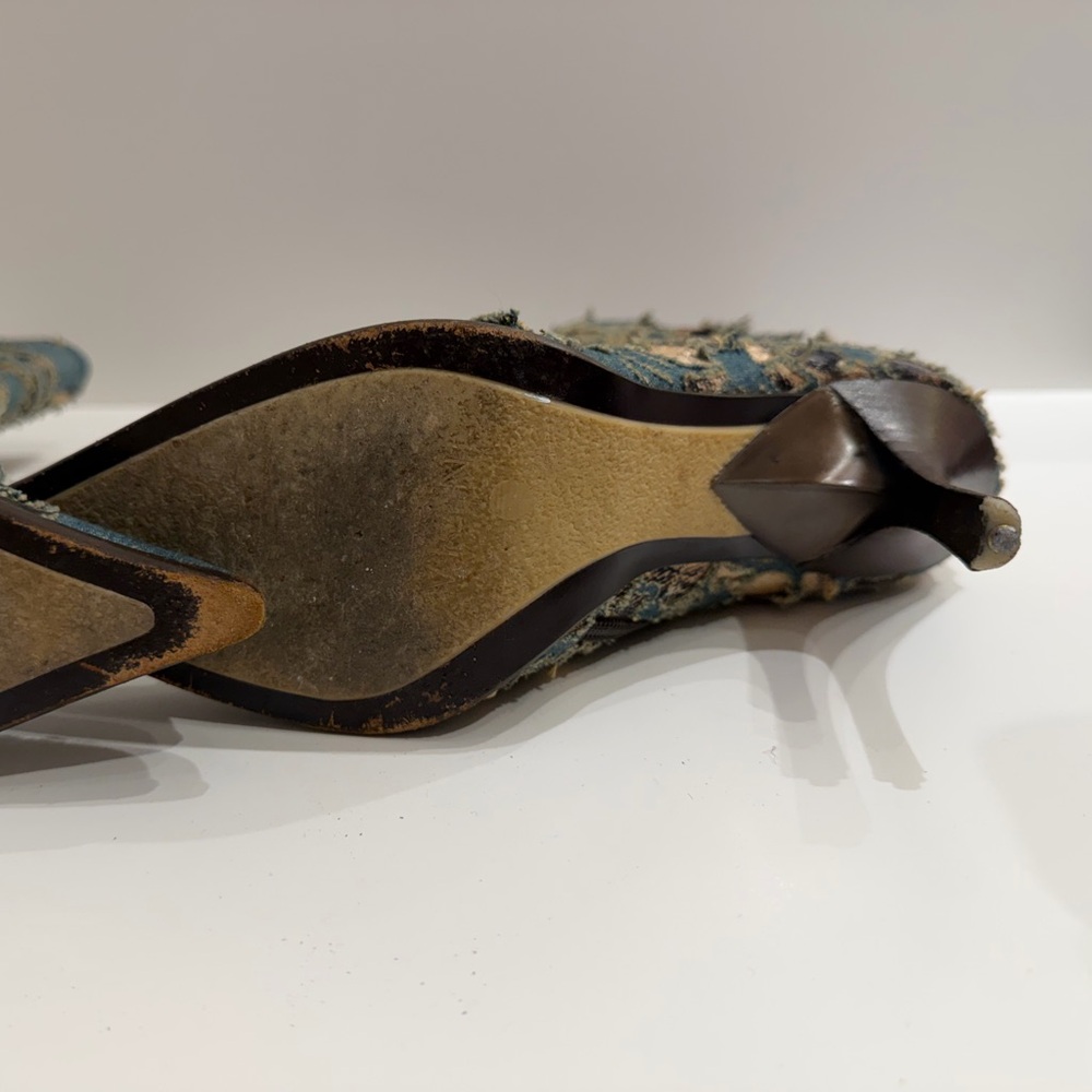 Denim Floral Embroidered Roberto Cavalli Ankle Boots - Picture 6 of 9